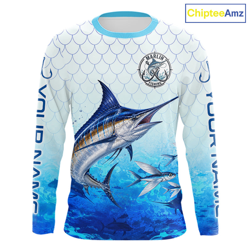 Custom Marlin Fishing Shirt Long Sleeve, Personalized Marlin Fishing Jersey For Men NHT1500