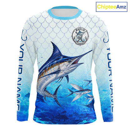 Custom Marlin Fishing Shirt Long Sleeve, Personalized Marlin Fishing Jersey For Men NHT1500