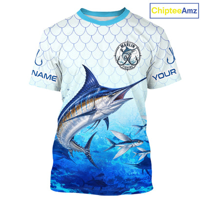 Custom Marlin Fishing Shirt Short Sleeve, Personalized Marlin Fishing Jersey For Men NHT1500