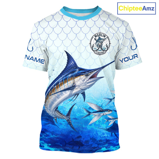 Custom Marlin Fishing Shirt Short Sleeve, Personalized Marlin Fishing Jersey For Men NHT1500