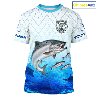 Custom Chinook Salmon Fishing Shirt Short Sleeve, Personalized Salmon Fishing Jersey For Men NHT1501