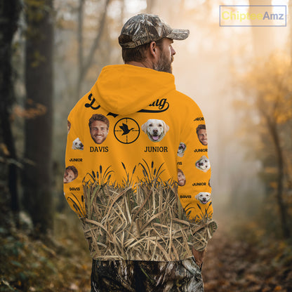 Custom Duck Hunting Shirt – Hunter & Dog Face and Name, Funny Personalized Gift NHT291