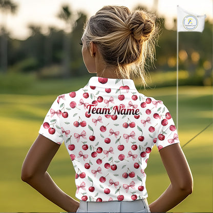 Funny Golf Polo Shirt For Womens Cherry Pattern Summer Sport Top For Team NHT881