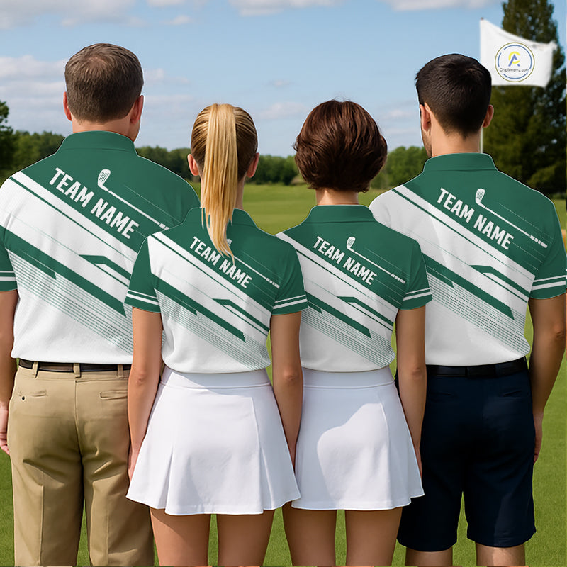 Green And White Womens Golf Polo Shirt Custom Name Golf Shirts For Team Personalized Golf Top NHT882