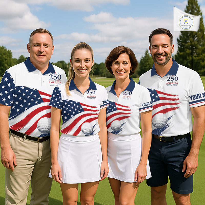 American Flag Womens Golf Polo Shirts, Patriotic Team Golf Jerseys NHT885