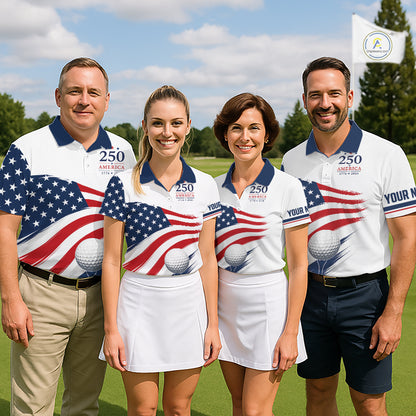 American Flag Womens Golf Polo Shirts, Patriotic Team Golf Jerseys NHT885