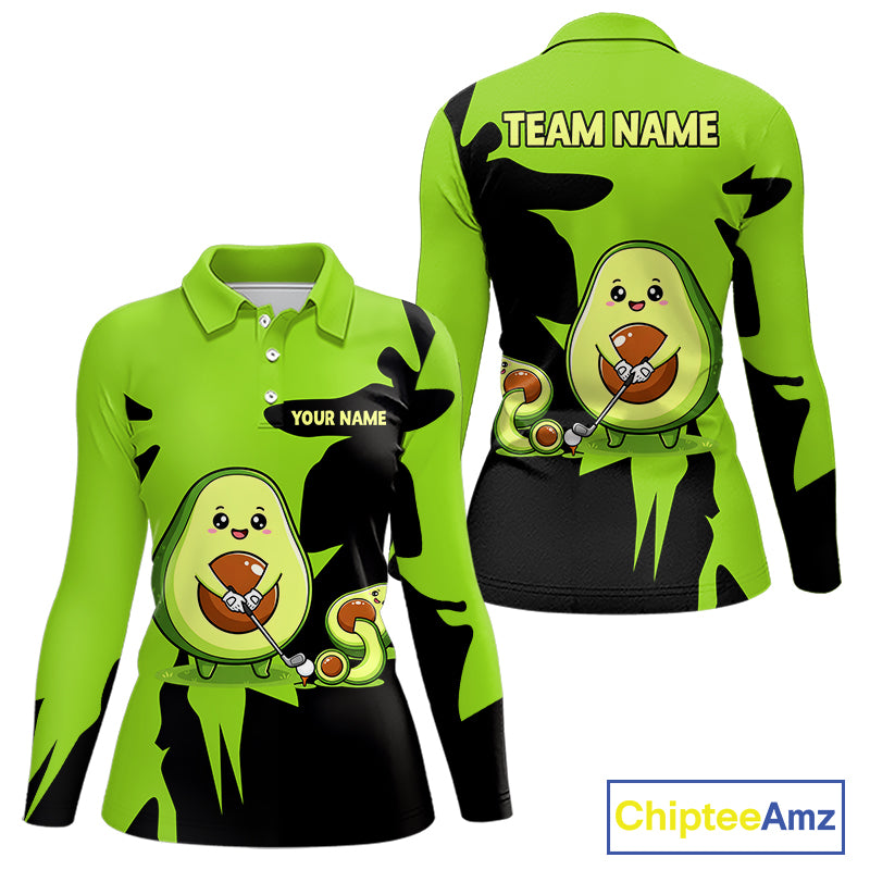 Green Golf Jerseys Funny Avocado Golf Shirts For Women Custom Golf Team Shirts For Golfers NHT893