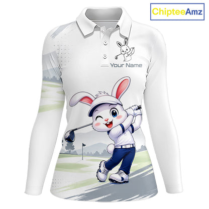 Custom Bunny Golf Polo Shirt – Personalized Rabbit Golf Shirt, Funny Golfer Gift For Women's 
