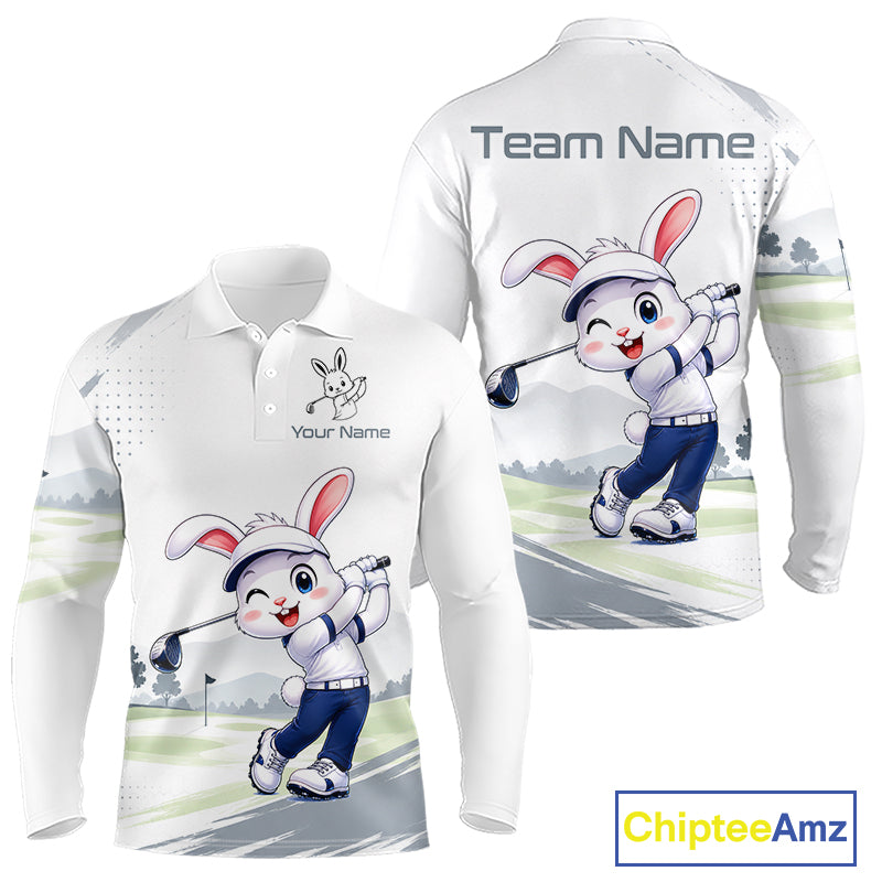 Custom Bunny Golf Polo Shirt – Personalized Rabbit Golf Shirt, Funny Golfer Gift For Men NHT1049
