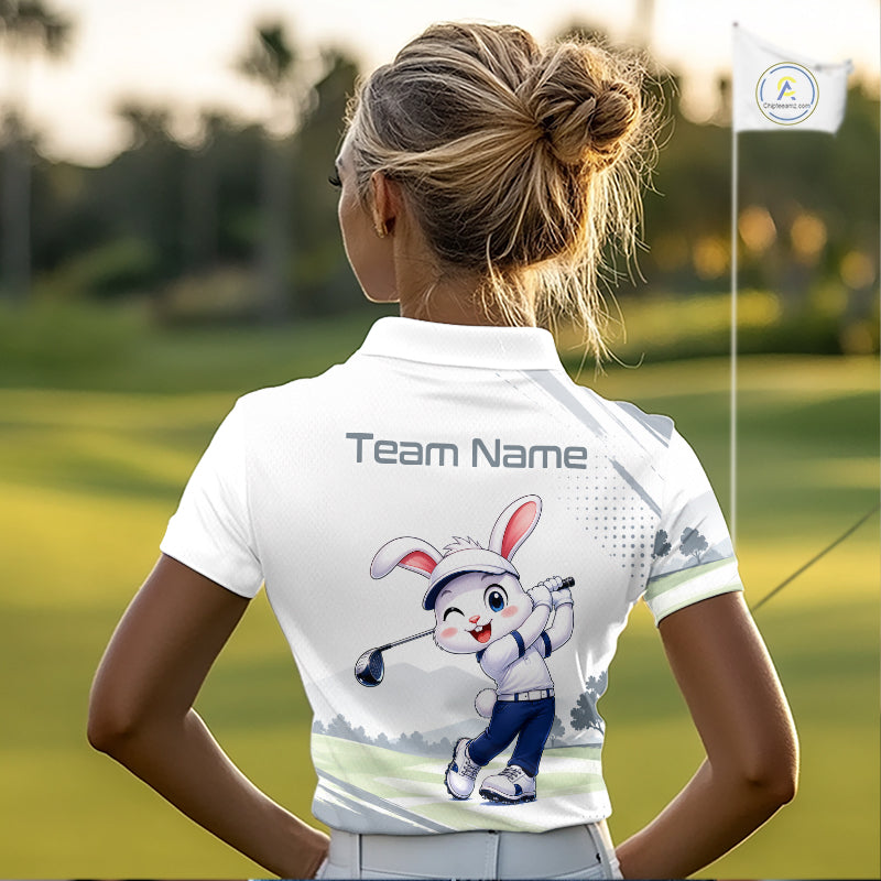 Custom Bunny Golf Polo Shirt – Personalized Rabbit Golf Shirt, Funny Golfer Gift For Women's 