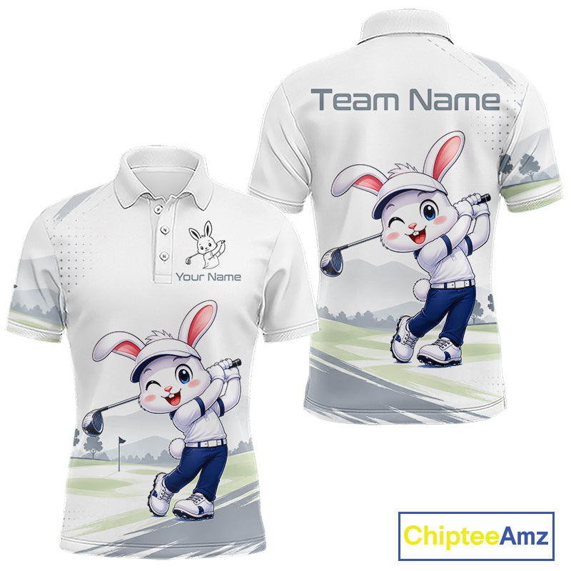 Custom Bunny Golf Polo Shirt – Personalized Rabbit Golf Shirt, Funny Golfer Gift For Men 