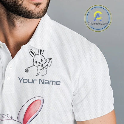 Custom Bunny Golf Polo Shirt – Personalized Rabbit Golf Shirt, Funny Golfer Gift For Men 