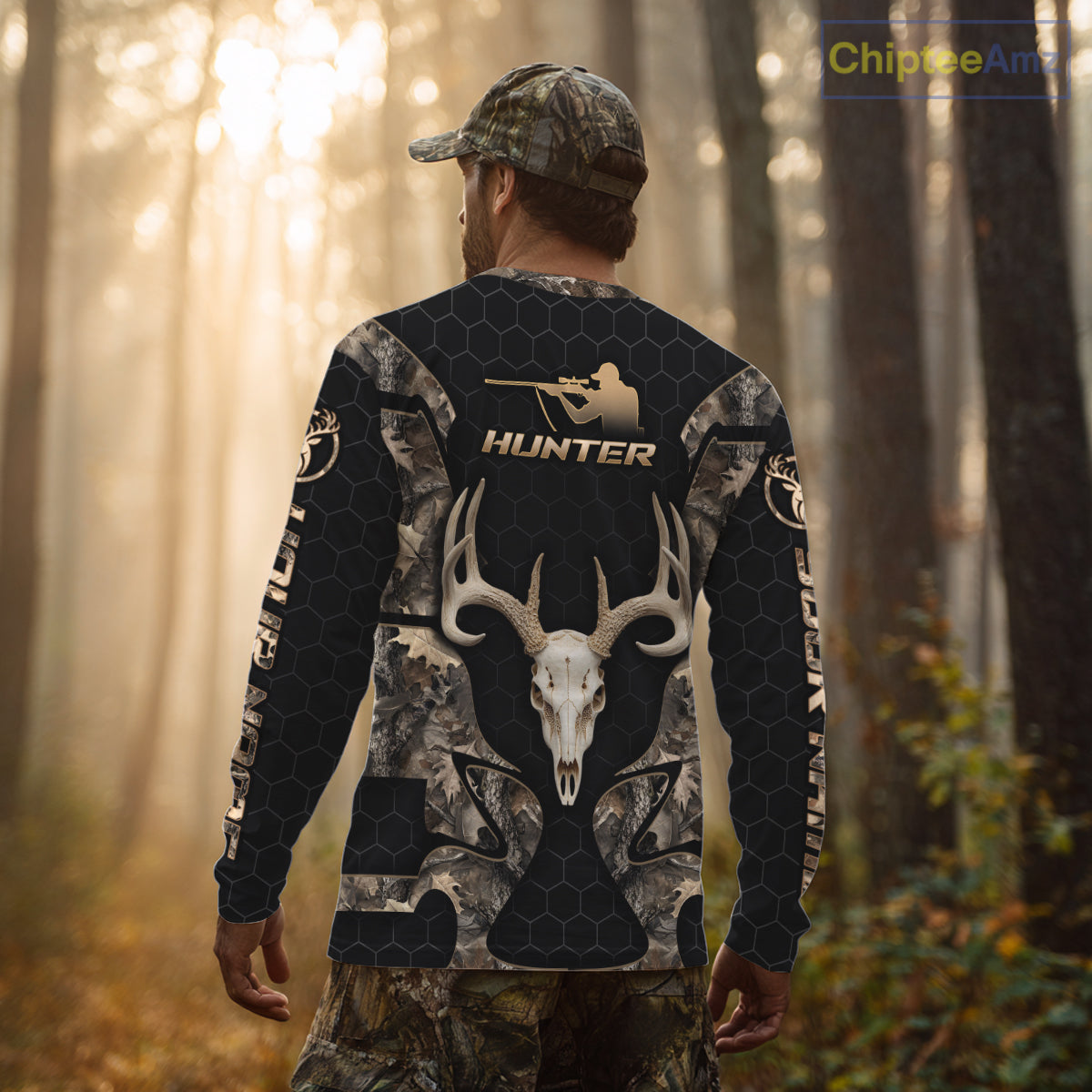 Skull Deer Hunting Custom Name Brown Camo Shirt, Hunting Hoodie For Hunters NHT348