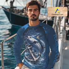Load image into Gallery viewer, Custom Tuna Fishing Camo Long Sleeve Fishing Shirts, Personalized Tuna Fishing Shirt NHT400