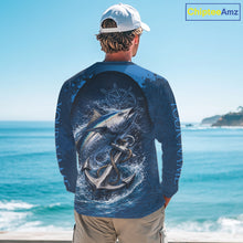 Load image into Gallery viewer, Custom Tuna Fishing Camo Long Sleeve Fishing Shirts, Personalized Tuna Fishing Shirt NHT400