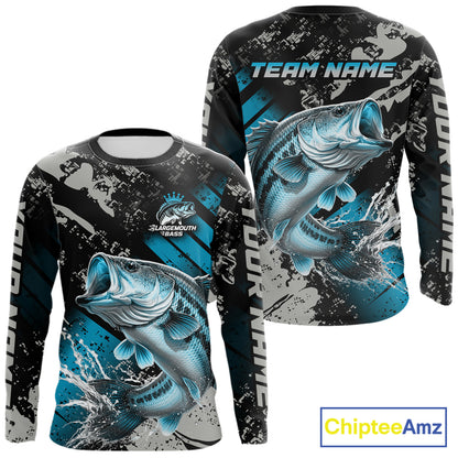Bass Fishing Shirts Long Sleeve Customized Name, Largemouth Bass Fishing Jerseys For Men NHT531