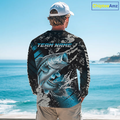 Bass Fishing Shirts Long Sleeve Customized Name, Largemouth Bass Fishing Jerseys For Men NHT531