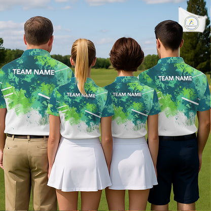 Green Tropical Splash Custom Golf Polo Shirt – Personalized Team Name Performance Polo Tee For Women NHT894