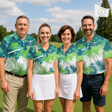 Load image into Gallery viewer, Green Tropical Splash Custom Golf Polo Shirt – Personalized Team Name Performance Polo Tee For Men NHT894