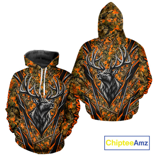 Elk Hunting Orange Camo Shirt For Men Custom Wildlife Outdoors Hunting Gift NHT1689