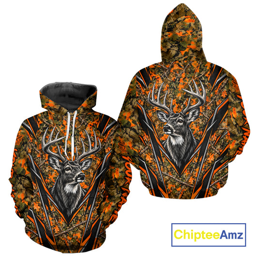 Whitetail Deer Hunting Orange Camo Shirt For Men Custom Wildlife Outdoors Hunting Gift NHT1690