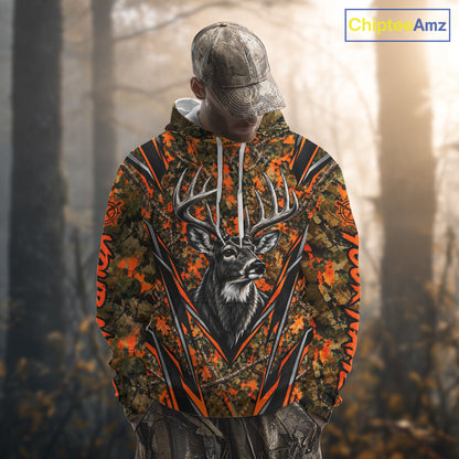 Whitetail Deer Hunting Orange Camo Shirt For Men Custom Wildlife Outdoors Hunting Gift NHT1690