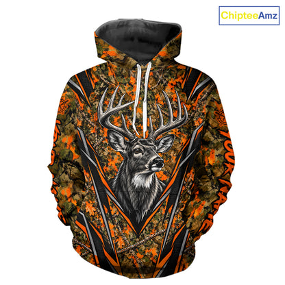 Whitetail Deer Hunting Orange Camo Shirt For Men Custom Wildlife Outdoors Hunting Gift NHT1690
