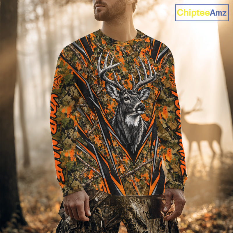 Whitetail Deer Hunting Orange Camo Shirt For Men Custom Wildlife Outdoors Hunting Gift NHT1690
