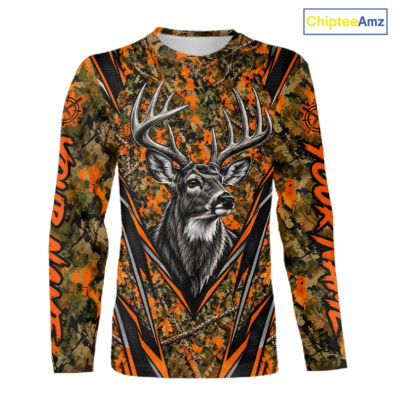 Whitetail Deer Hunting Orange Camo Shirt For Men Custom Wildlife Outdoors Hunting Gift NHT1690