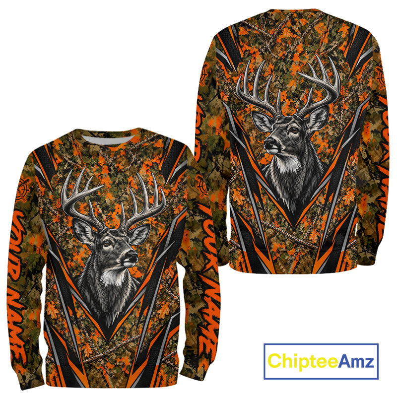 Whitetail Deer Hunting Orange Camo Shirt For Men Custom Wildlife Outdoors Hunting Gift NHT1690