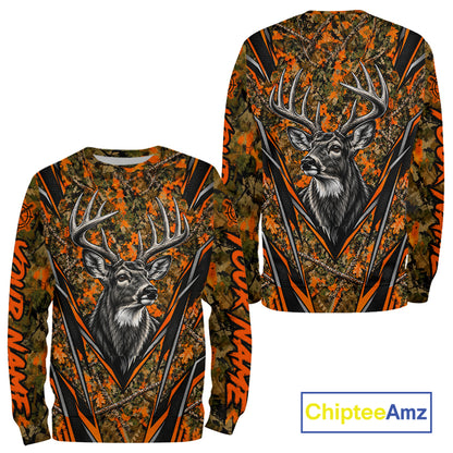 Whitetail Deer Hunting Orange Camo Shirt For Men Custom Wildlife Outdoors Hunting Gift NHT1690