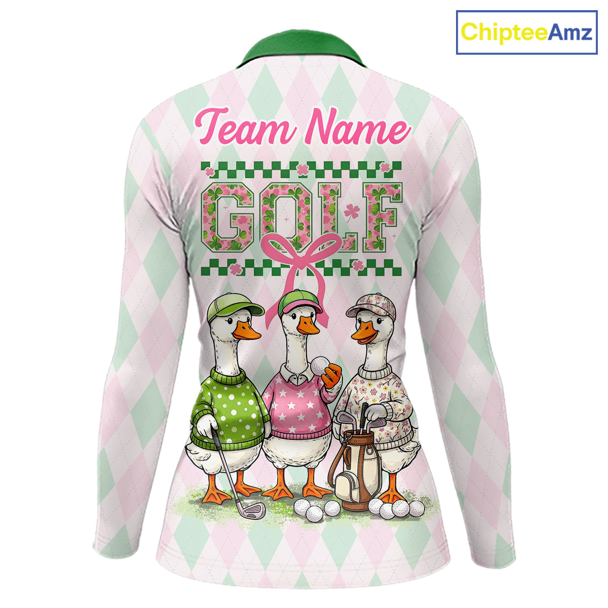 The Duck Family Golf Team Shirt – Personalized Matching Argyle Pattern Polos Golf Shirt For Womens NHT723