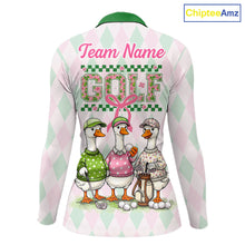 Load image into Gallery viewer, The Duck Family Golf Team Shirt – Personalized Matching Argyle Pattern Polos Golf Shirt For Womens NHT723