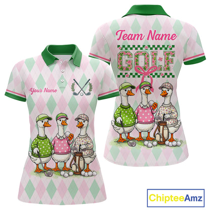 The Duck Family Golf Team Shirt – Personalized Matching Argyle Pattern Polos Golf Shirt For Womens NHT723