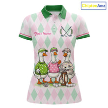 Load image into Gallery viewer, The Duck Family Golf Team Shirt – Personalized Matching Argyle Pattern Polos Golf Shirt For Womens NHT723