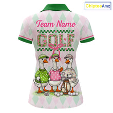 Load image into Gallery viewer, The Duck Family Golf Team Shirt – Personalized Matching Argyle Pattern Polos Golf Shirt For Womens NHT723