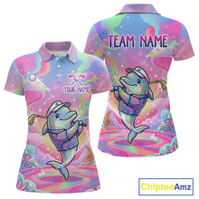 Load image into Gallery viewer, Funny Pastel Dolphin Womens Golf Polo Shirt Custom Ocean Golf Shirt, Polo Gift For Golf Lovers NHT897