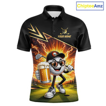 Load image into Gallery viewer, Funny Golf Ball Mens Golf Polo Shirts Custom Golf And Beer Golf Apparel For Golfer NHT899