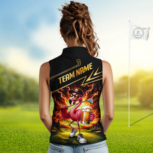 Load image into Gallery viewer, Funny Flamingo Womens Sleeveless Golf Polo Shirts Custom Golf And Beer Golf Apparel For Golfer NHT900