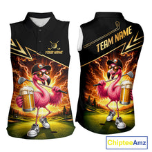 Load image into Gallery viewer, Funny Flamingo Womens Sleeveless Golf Polo Shirts Custom Golf And Beer Golf Apparel For Golfer NHT900