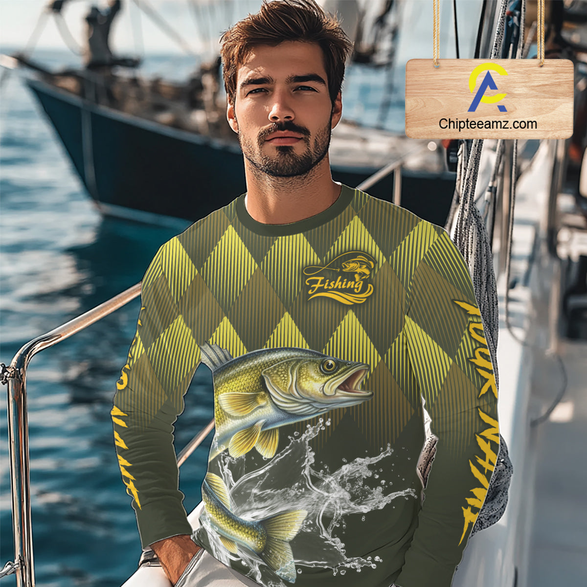 Custom Walleye Fishing Long Sleeve Tournament Fishing Shirts, Walleye Fishing Apparel NHT411