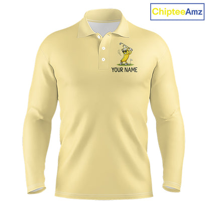 Funny Banana Mens Golf Polo Shirt, Custom Golf Polo For Men, Golf Apparel Gift For Golf Lovers NHT905