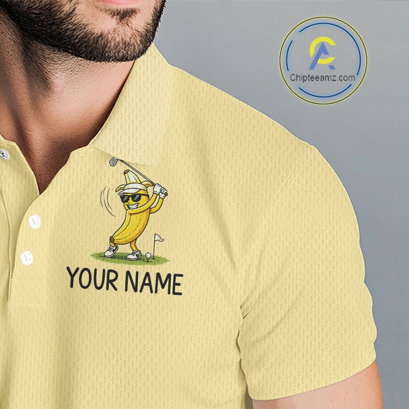 Funny Banana Mens Golf Polo Shirt, Custom Golf Polo For Men, Golf Apparel Gift For Golf Lovers NHT905