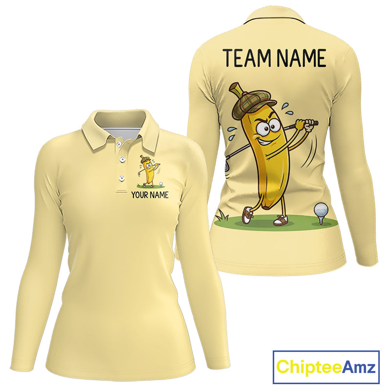 Funny Banana Womens Golf Polo Shirt, Custom Golf Polo For Women, Golf Jersey For Golf Lovers NHT906