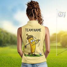 Load image into Gallery viewer, Funny Banana Womens Sleeveless Golf Polo Shirt, Custom Golf Polo For Women, Golf Jersey For Golf Lovers NHT906