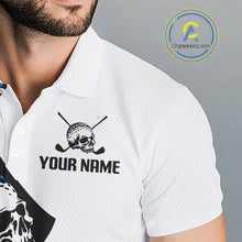 Load image into Gallery viewer, Custom Skull Womens Golf Polo Shirt Personalized Name, Golf Team Polo Jersey| Blue 