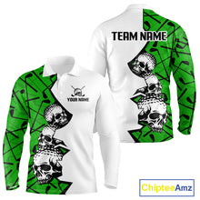 Load image into Gallery viewer, Custom Skull Mens Golf Polo Shirt Personalized Name, Golf Team Polo Jersey| Green 