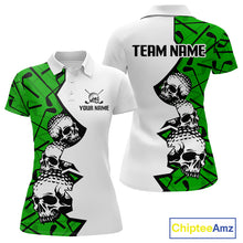 Load image into Gallery viewer, Custom Skull Womens Golf Polo Shirt Personalized Name, Golf Team Polo Jersey| Green 