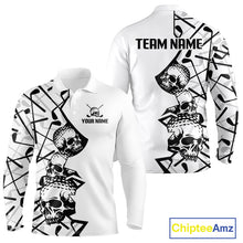 Load image into Gallery viewer, Custom Skull Mens Golf Polo Shirt Personalized Name, Golf Team Polo Jersey| White 