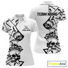 Load image into Gallery viewer, Custom Skull Womens Golf Polo Shirt Personalized Name, Golf Team Polo Jersey| White 